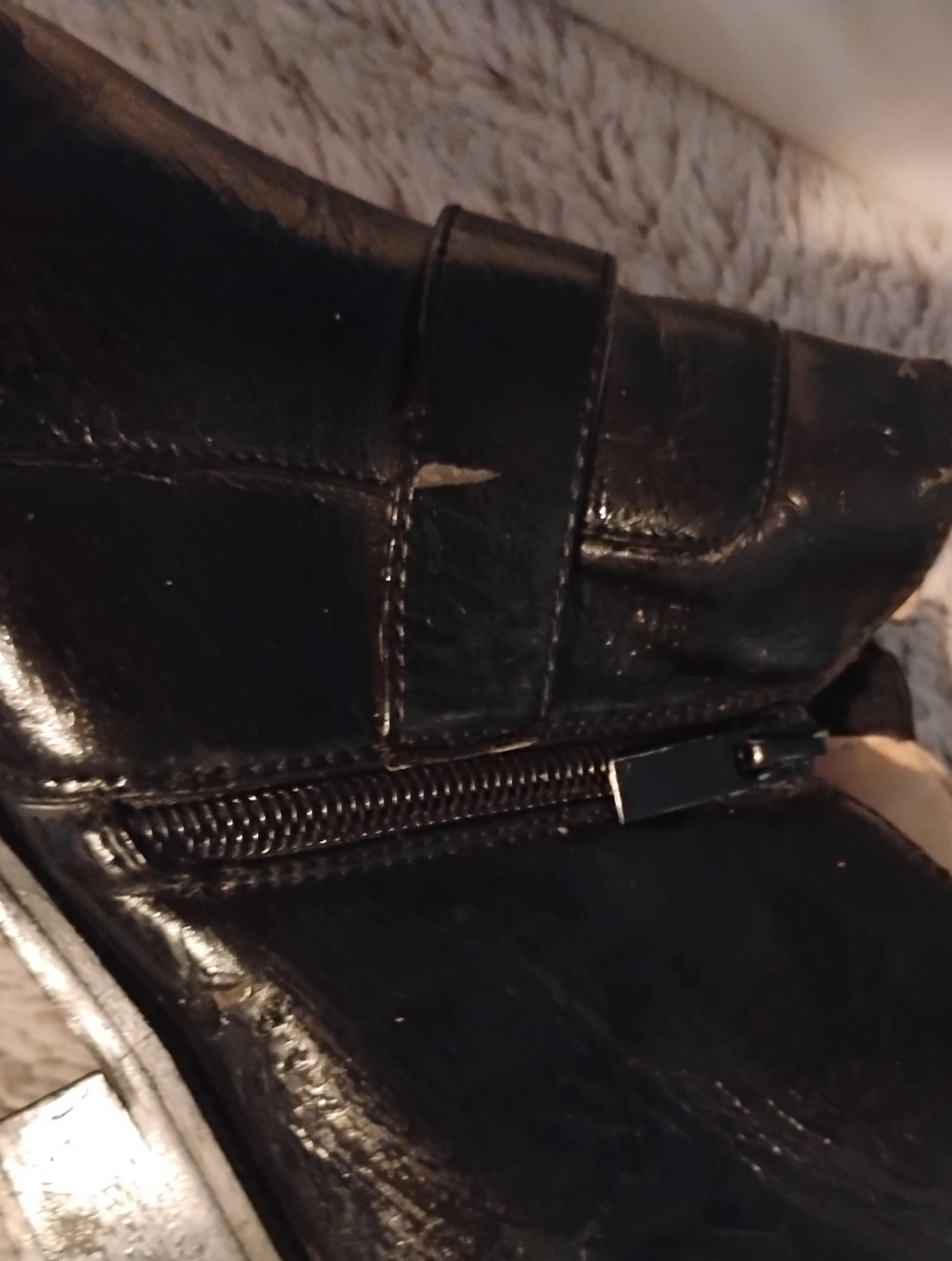 Black Leather Ankle Boot with Side Zip